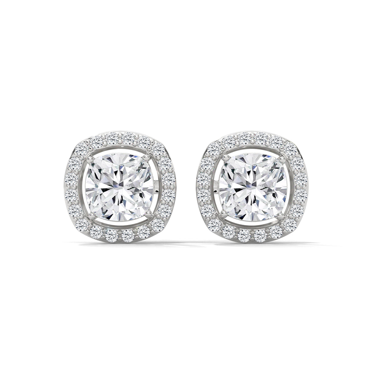Cushion Halo Solitaire Earrings