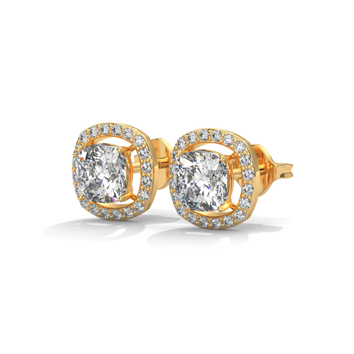 Cushion Halo Solitaire Earrings