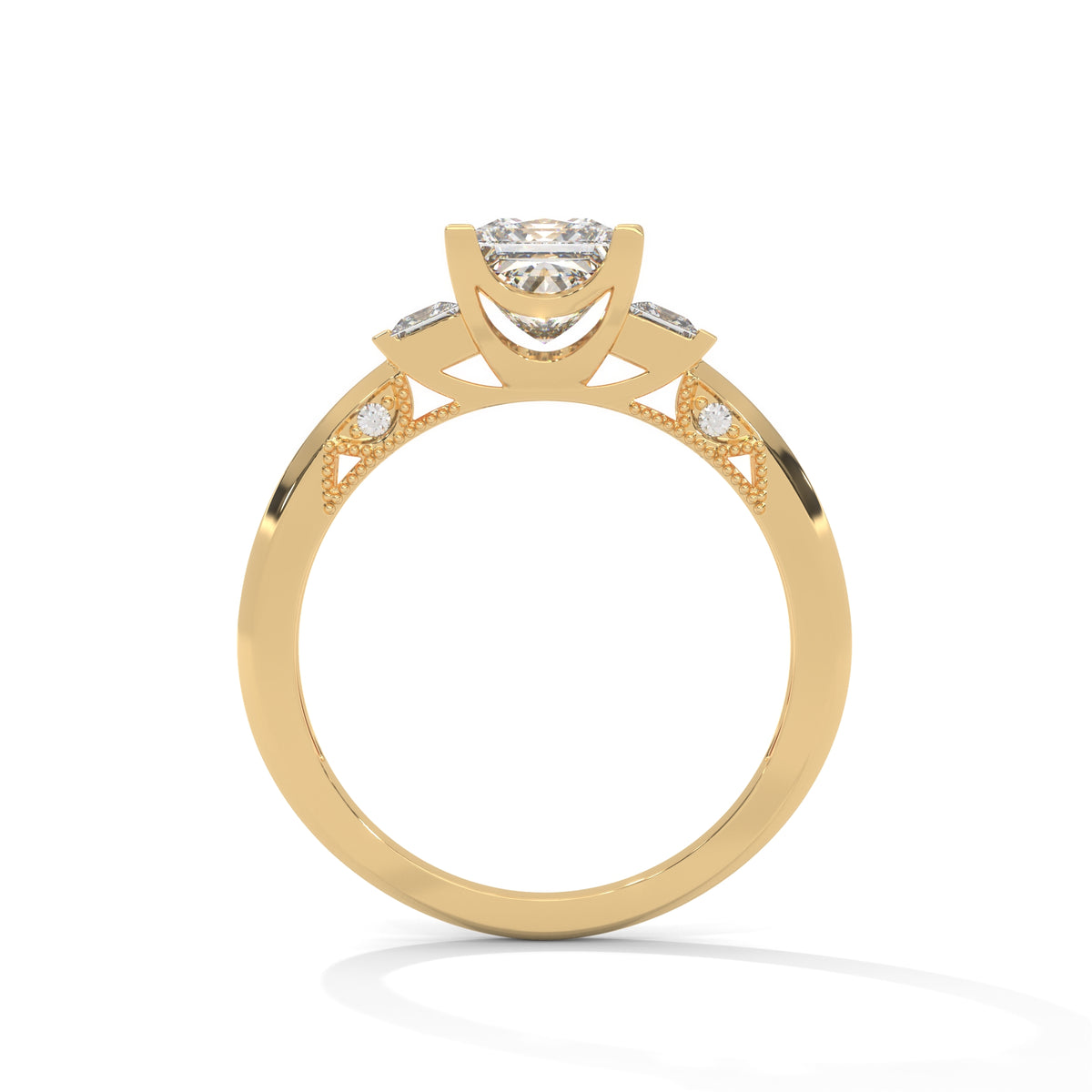 Regal Trio Princess Solitaire Ring