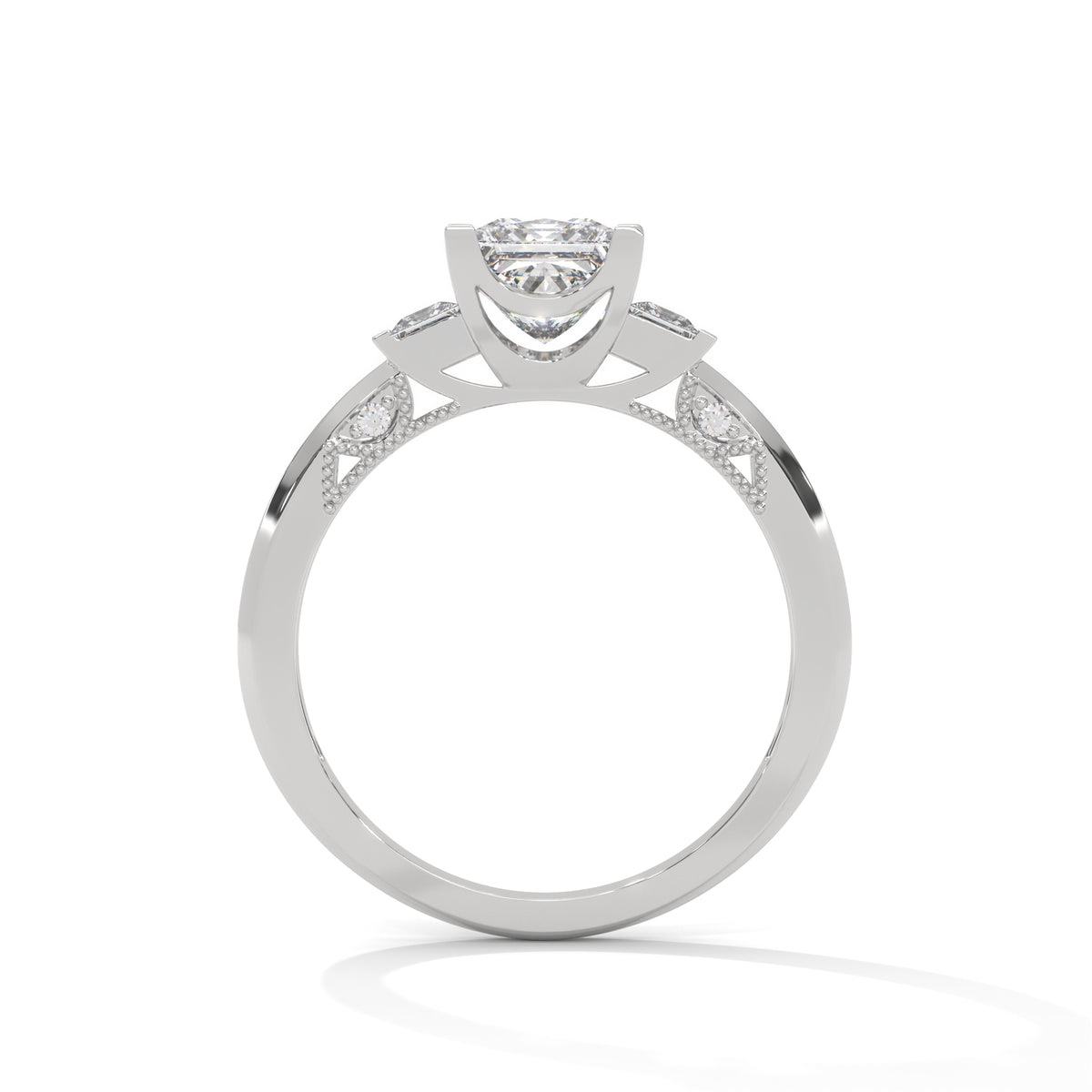 Regal Trio Princess Solitaire Ring