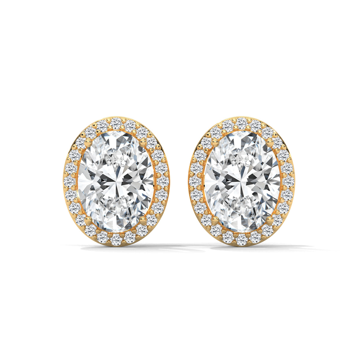 Oval Halo Solitaire Stud Earrings