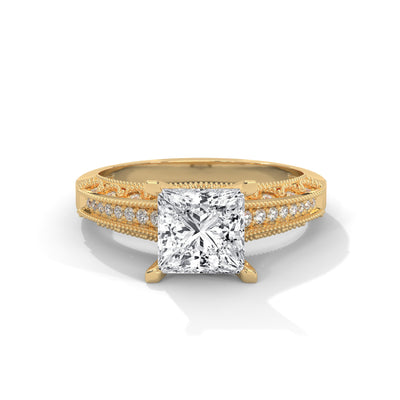 Royal Milgrain Princess Solitaire Ring — IGI Certified Diamond Jewellery | My Carat India