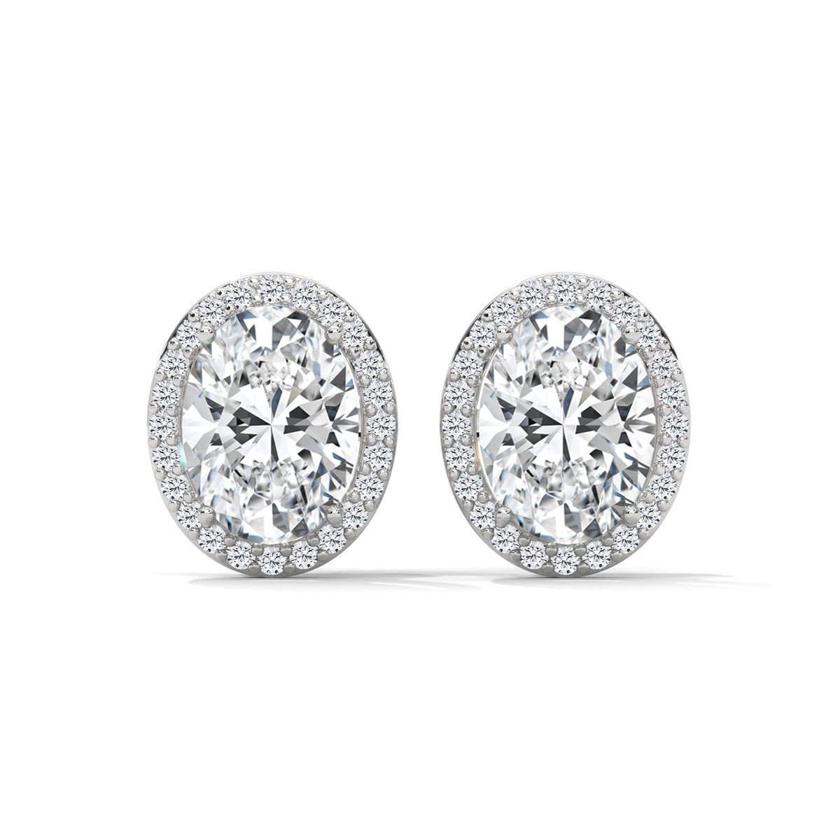 Oval Halo Solitaire Stud Earrings