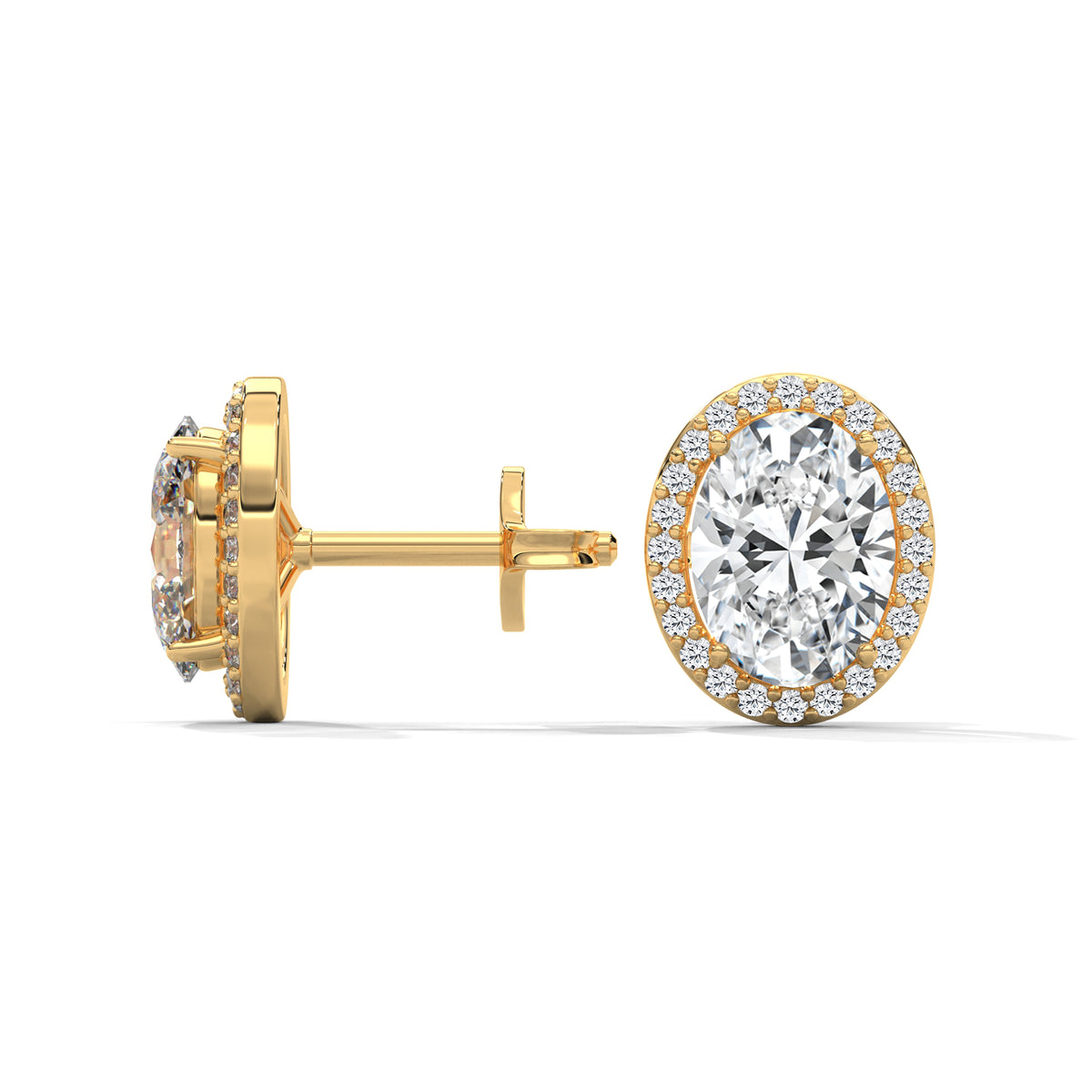 Oval Halo Solitaire Stud Earrings
