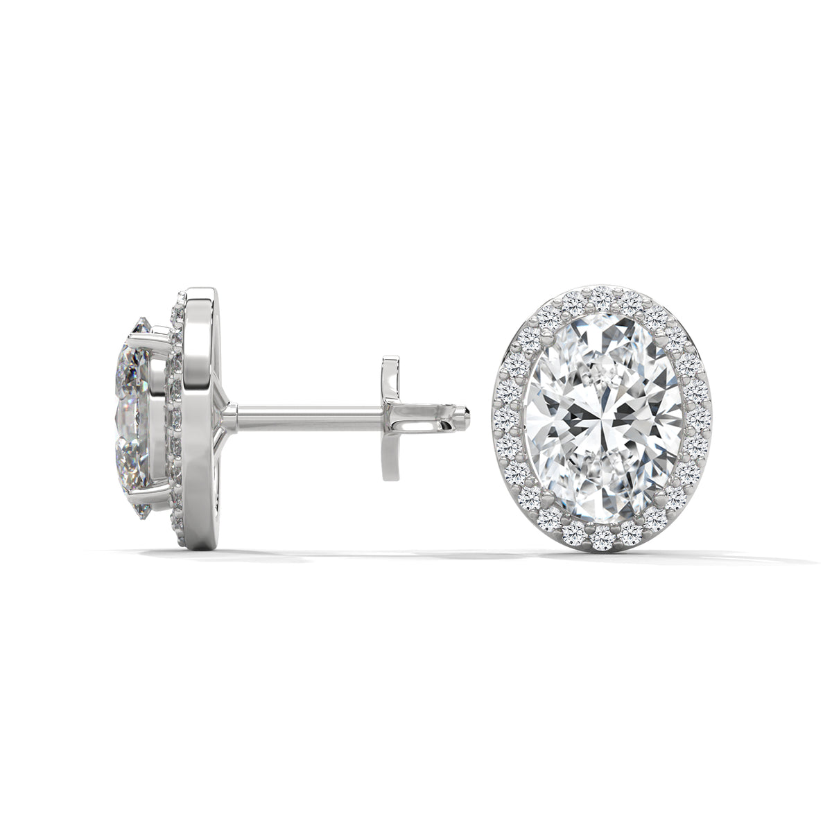 Oval Halo Solitaire Stud Earrings