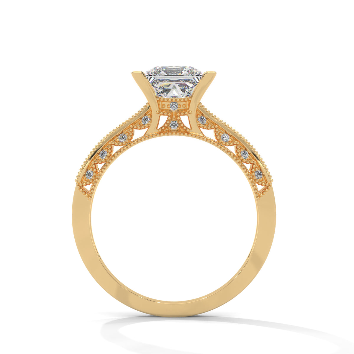 Royal Milgrain Princess Solitaire Ring
