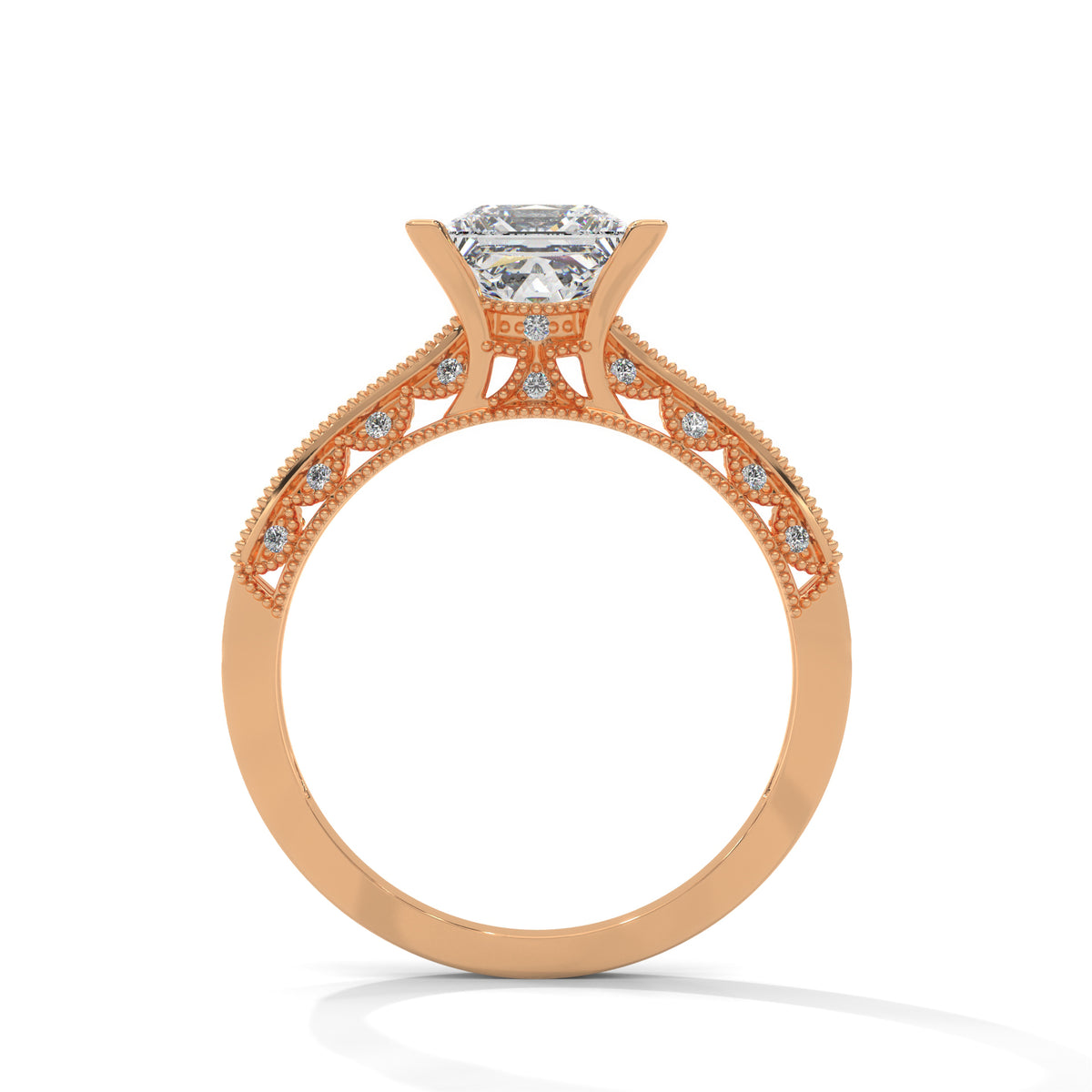 Royal Milgrain Princess Solitaire Ring