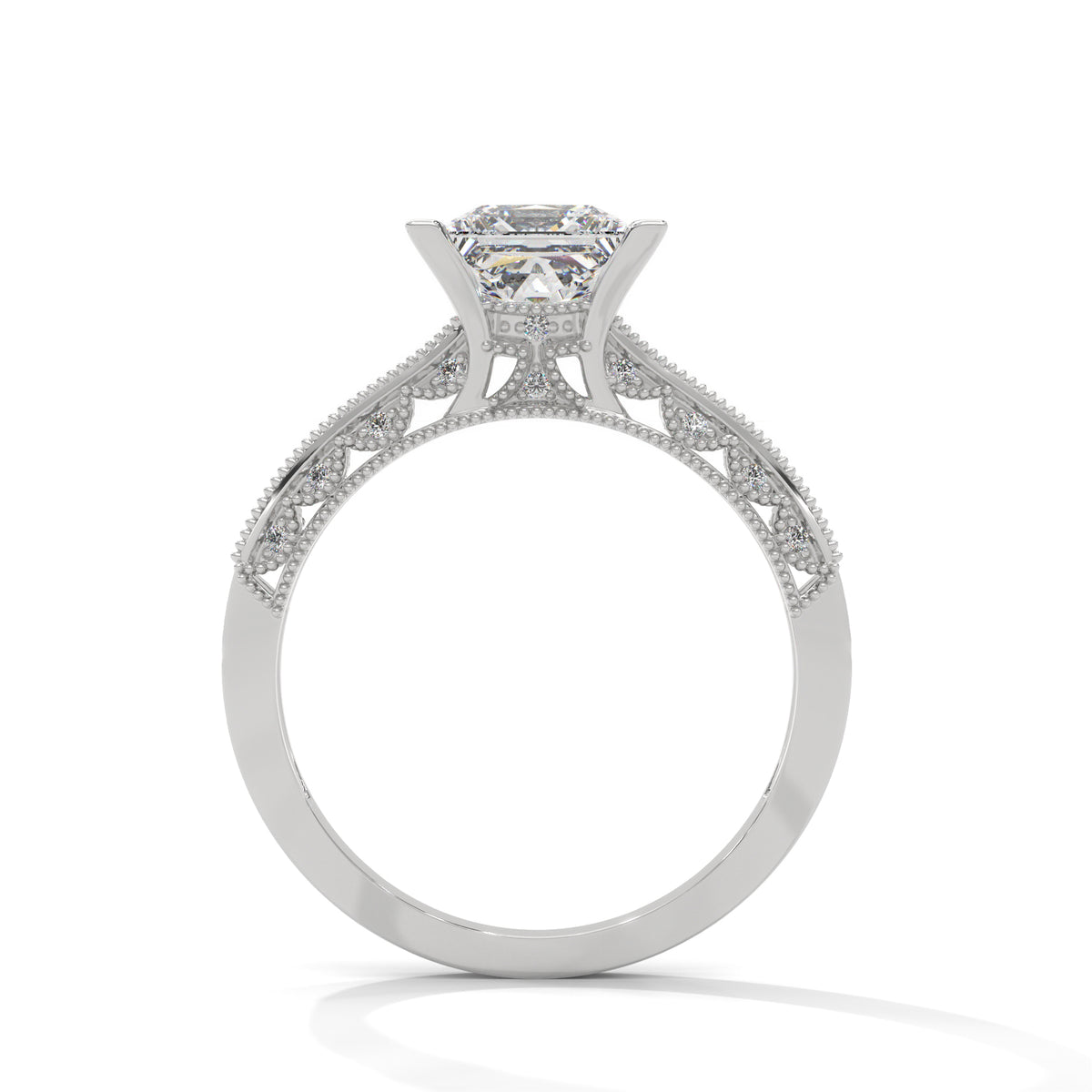 Royal Milgrain Princess Solitaire Ring