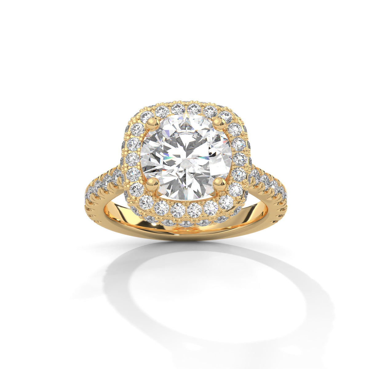 Cushion Crown Halo Ring