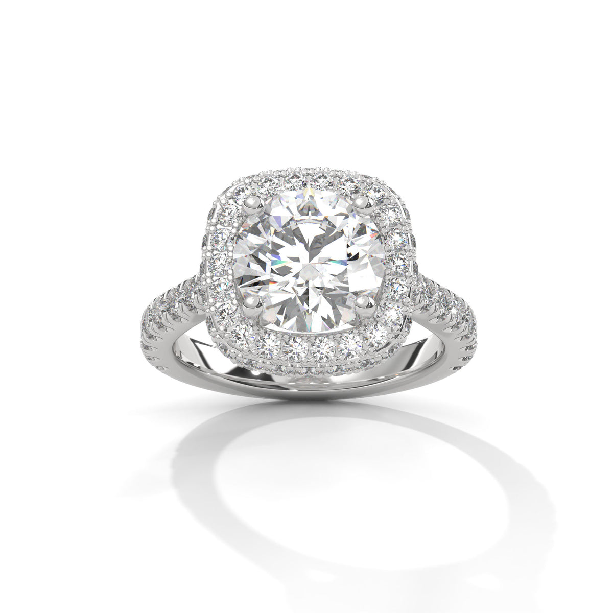 Cushion Crown Halo Ring