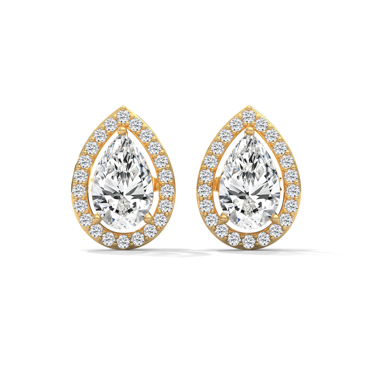 Teardrop Halo Solitaire Earrings