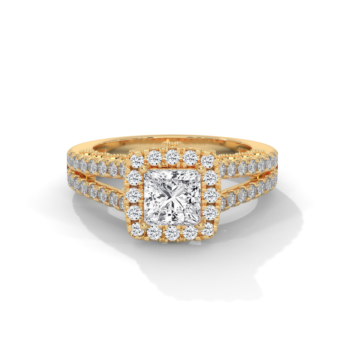 Royal Bloom Halo Solitaire Ring