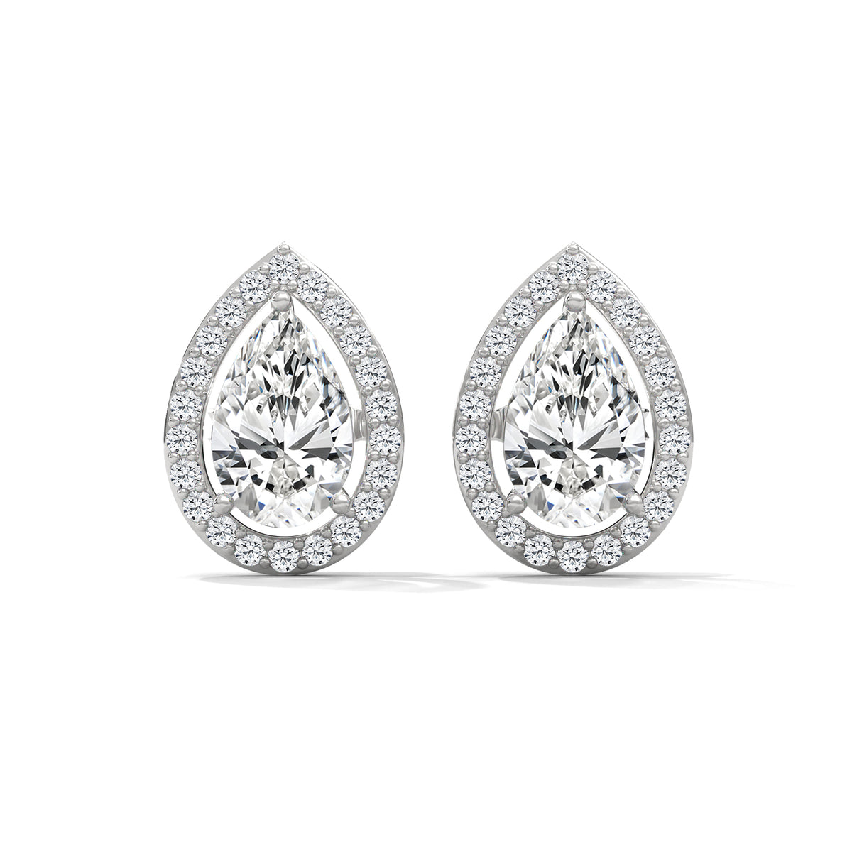 Teardrop Halo Solitaire Earrings