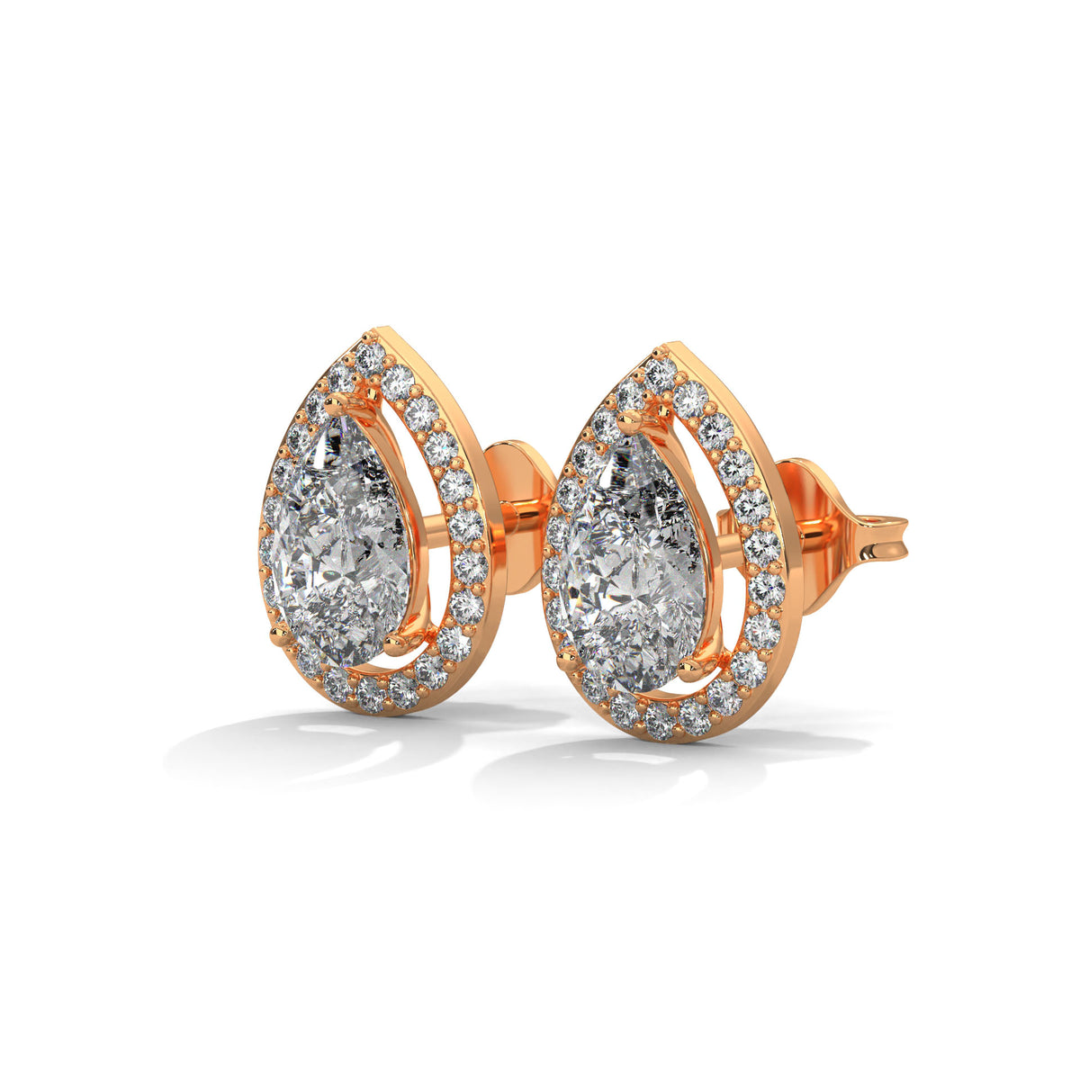 Teardrop Halo Solitaire Earrings