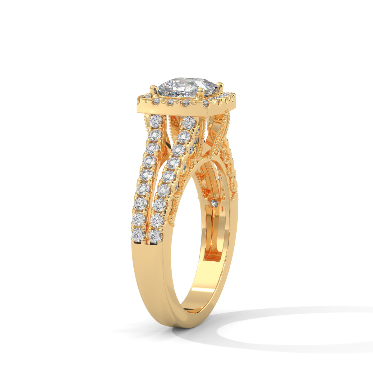 Royal Bloom Halo Solitaire Ring