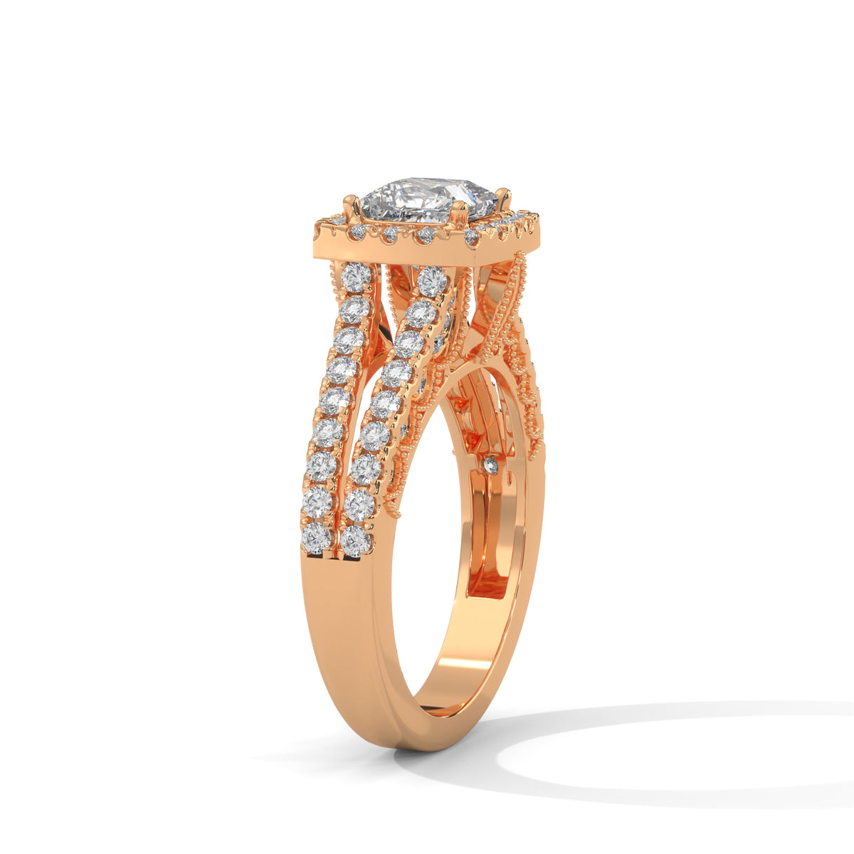 Royal Bloom Halo Solitaire Ring