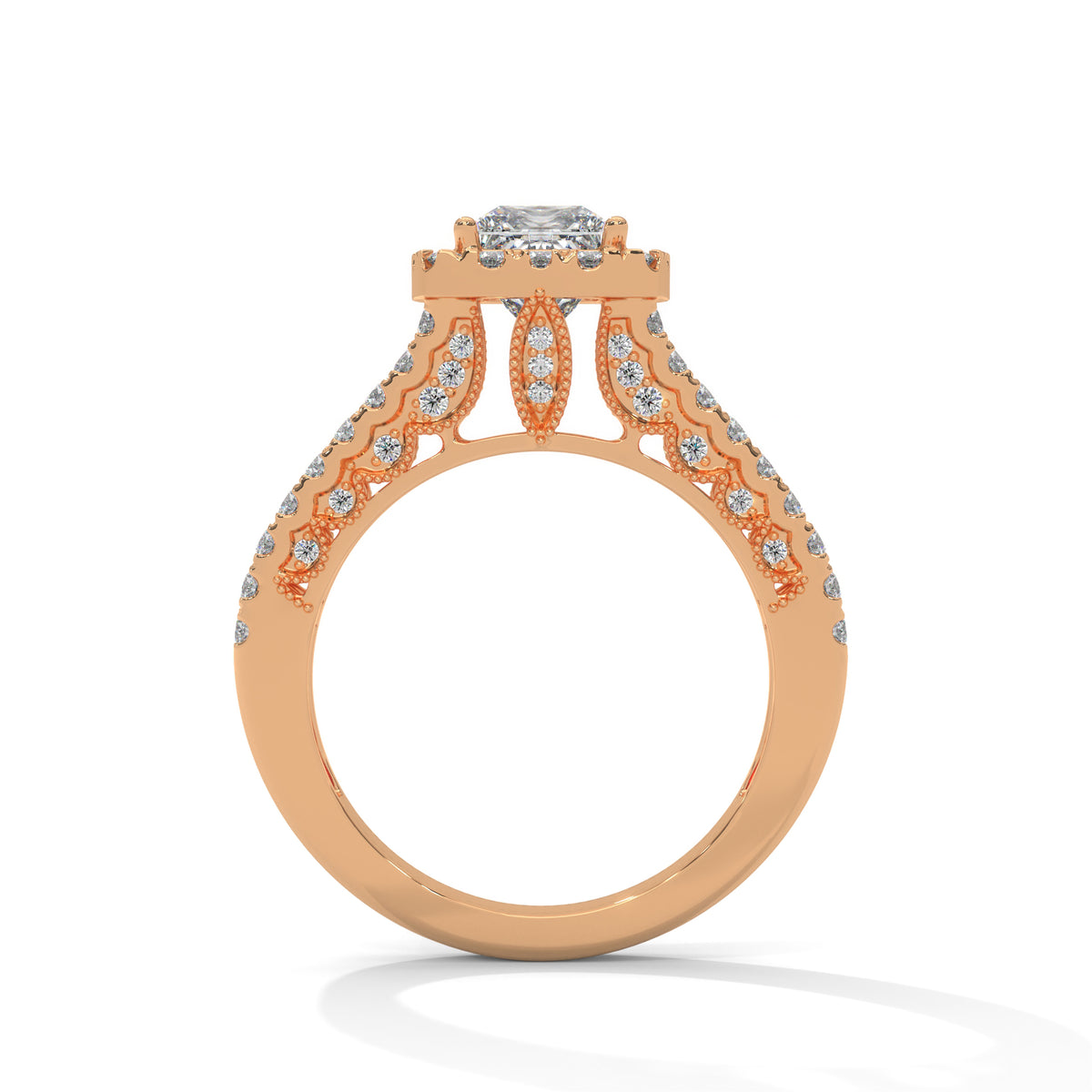Royal Bloom Halo Solitaire Ring