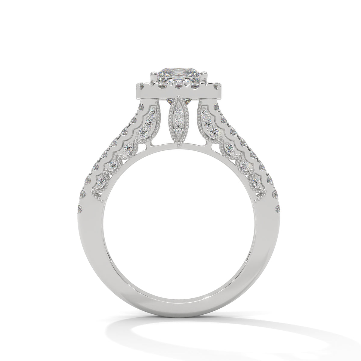 Royal Bloom Halo Solitaire Ring