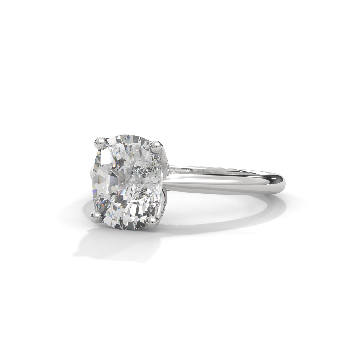Cushion Crown Solitaire Ring