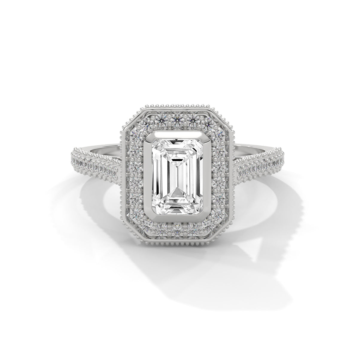 Vintage Radiance Emerald Halo Ring