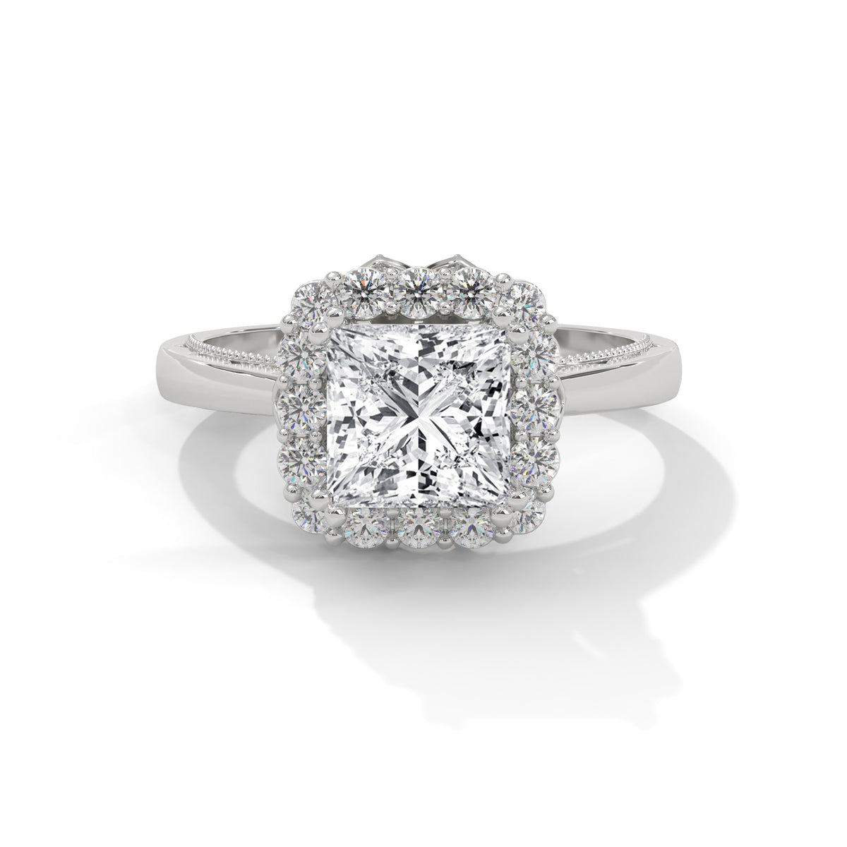 Royal Bloom Halo Solitaire Ring