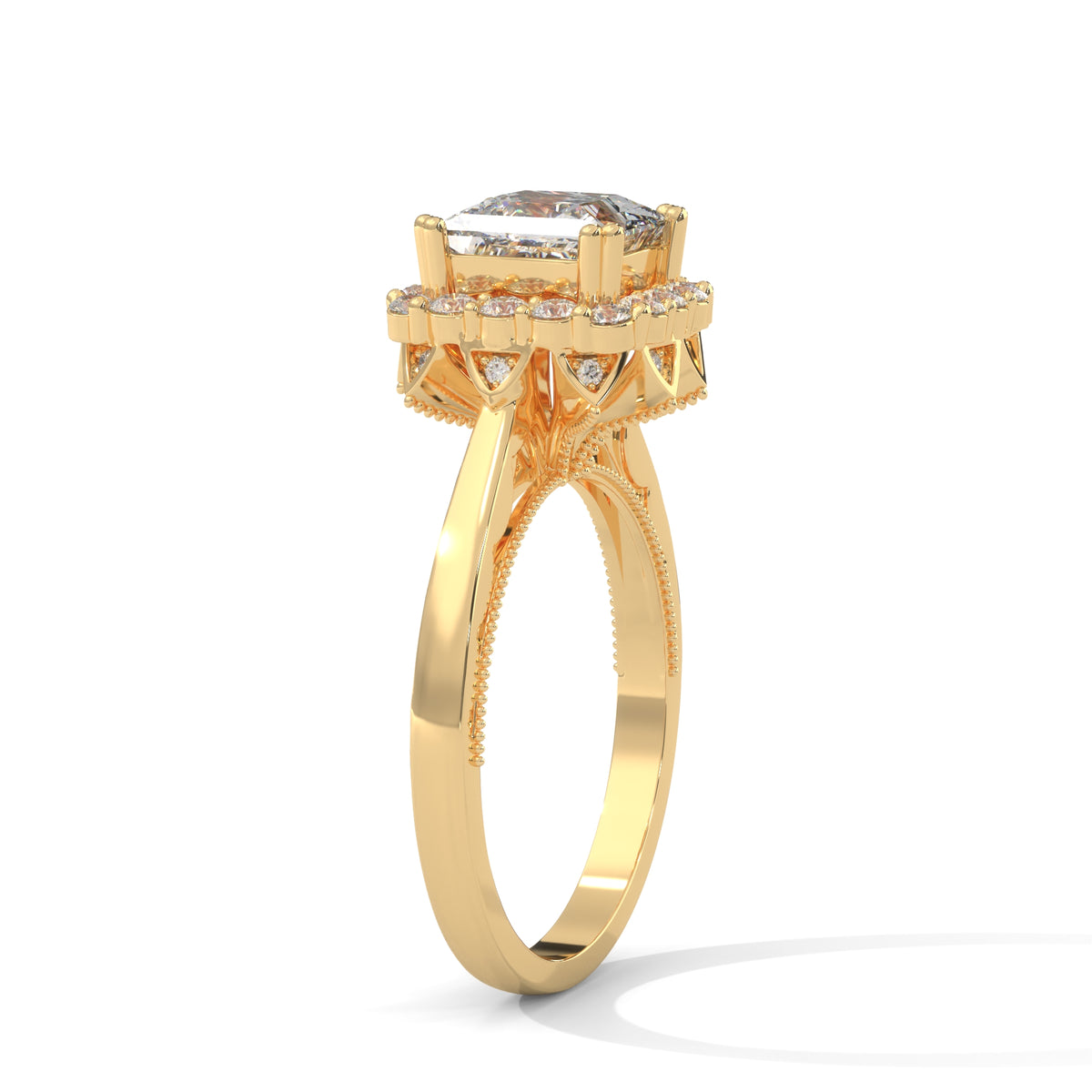 Royal Bloom Halo Solitaire Ring