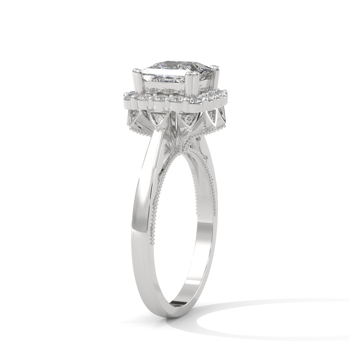 Royal Bloom Halo Solitaire Ring
