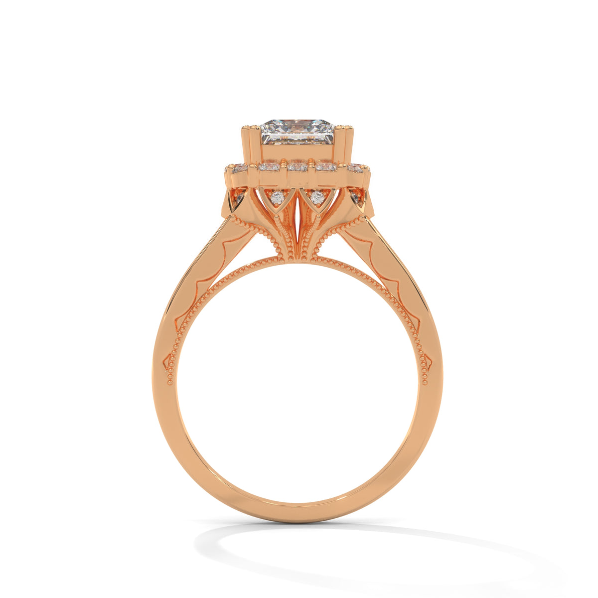 Royal Bloom Halo Solitaire Ring