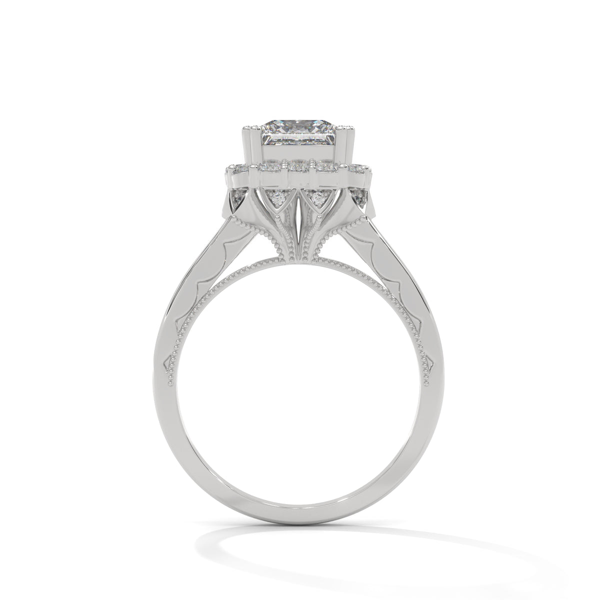Royal Bloom Halo Solitaire Ring
