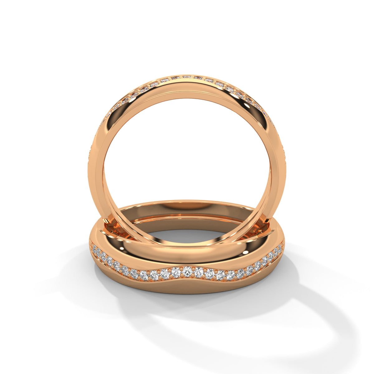 Cascading Wave Diamond Band Ring