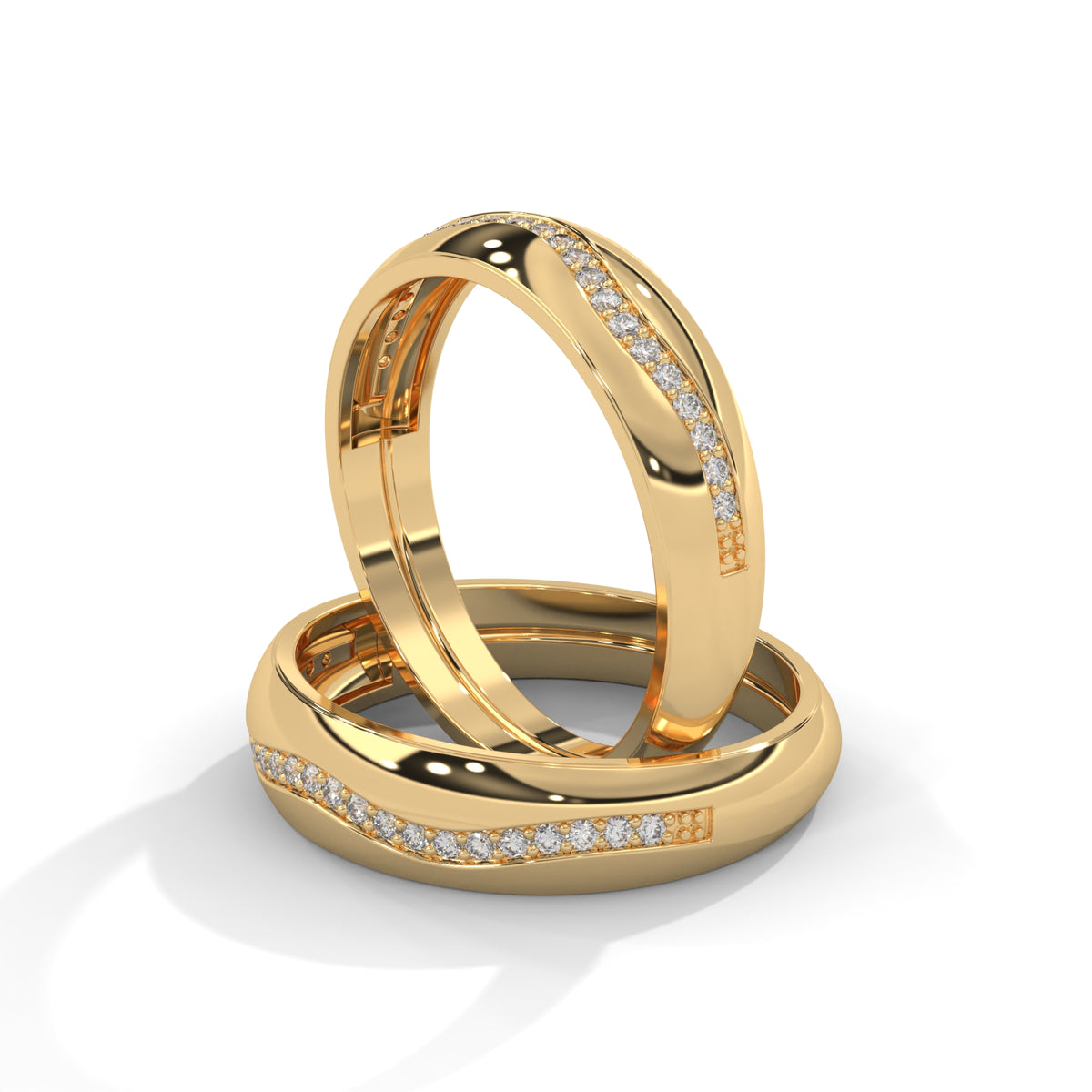Cascading Wave Diamond Band Ring