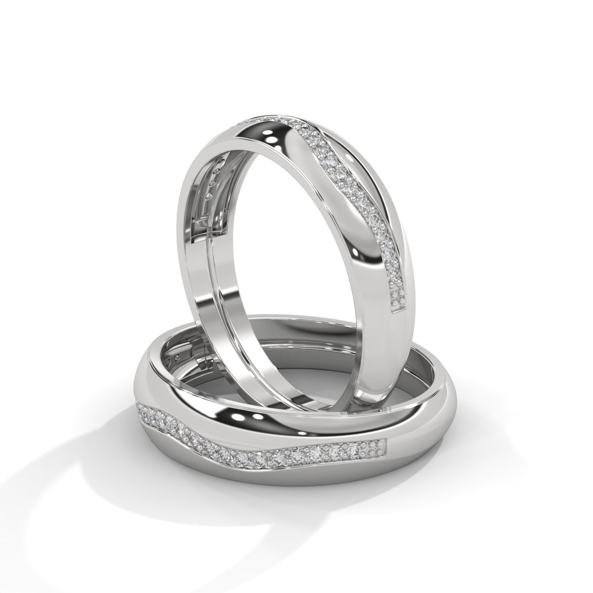 Cascading Wave Diamond Band Ring
