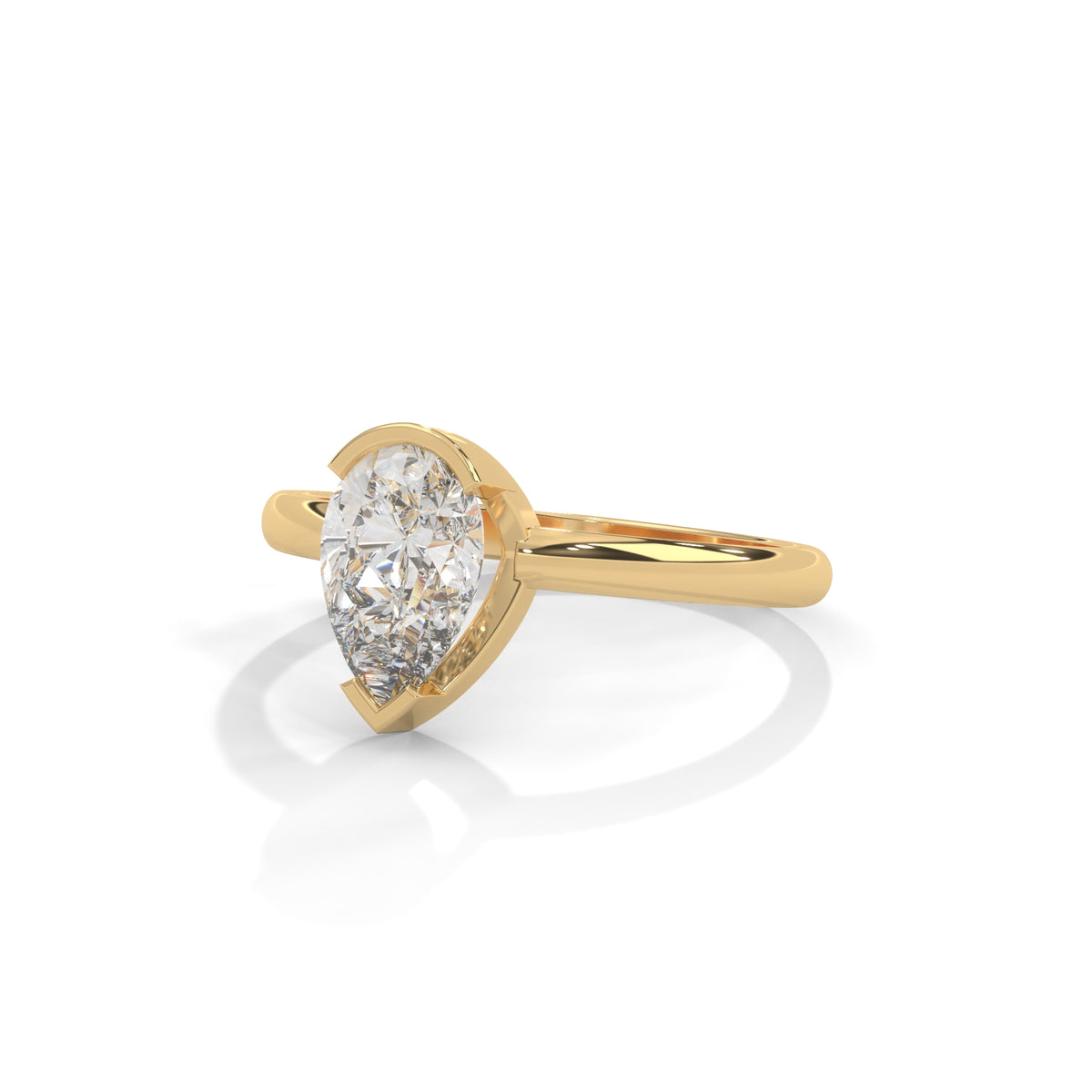 Teardrop Bezel Solitaire Ring