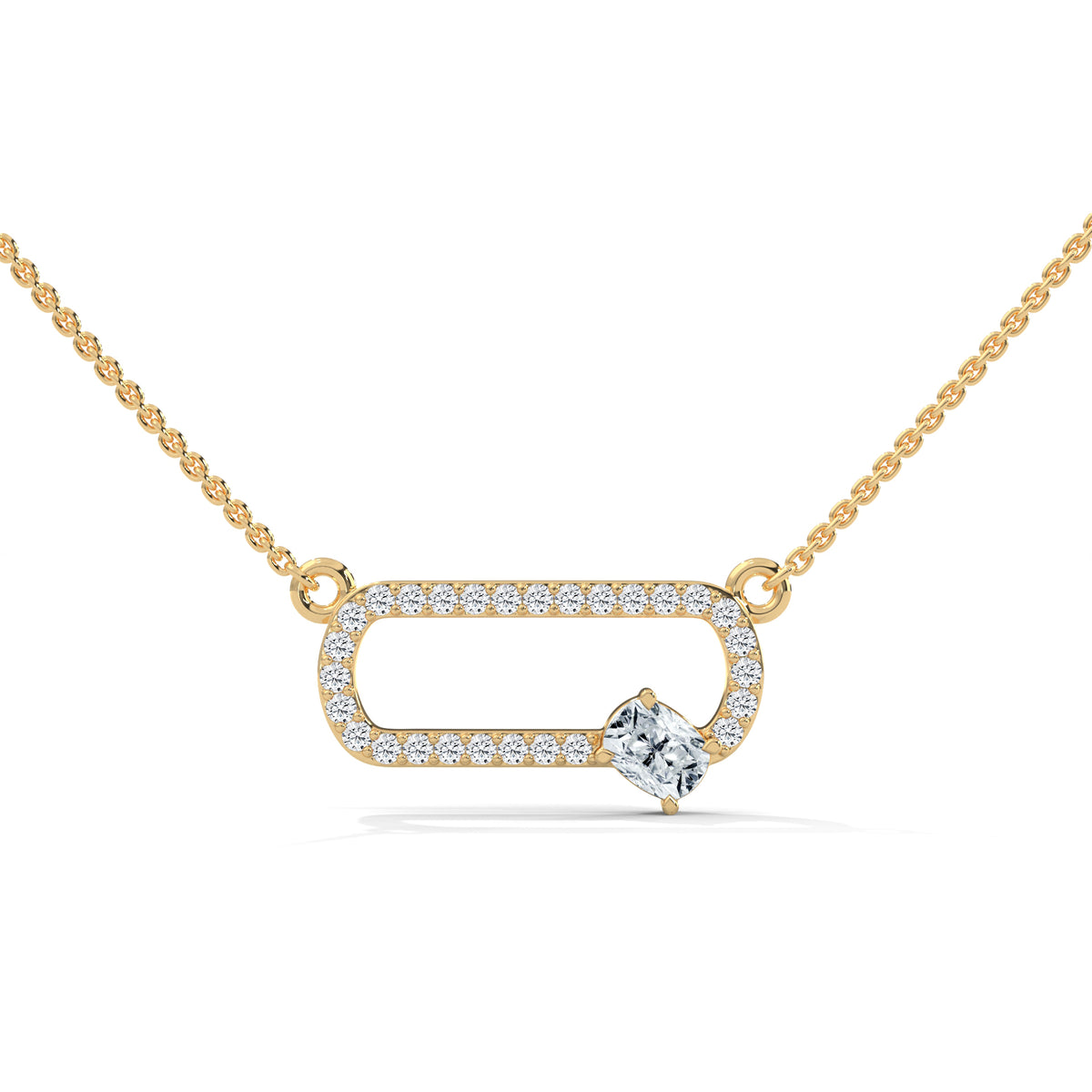 Oval Lock Solitaire Pendant