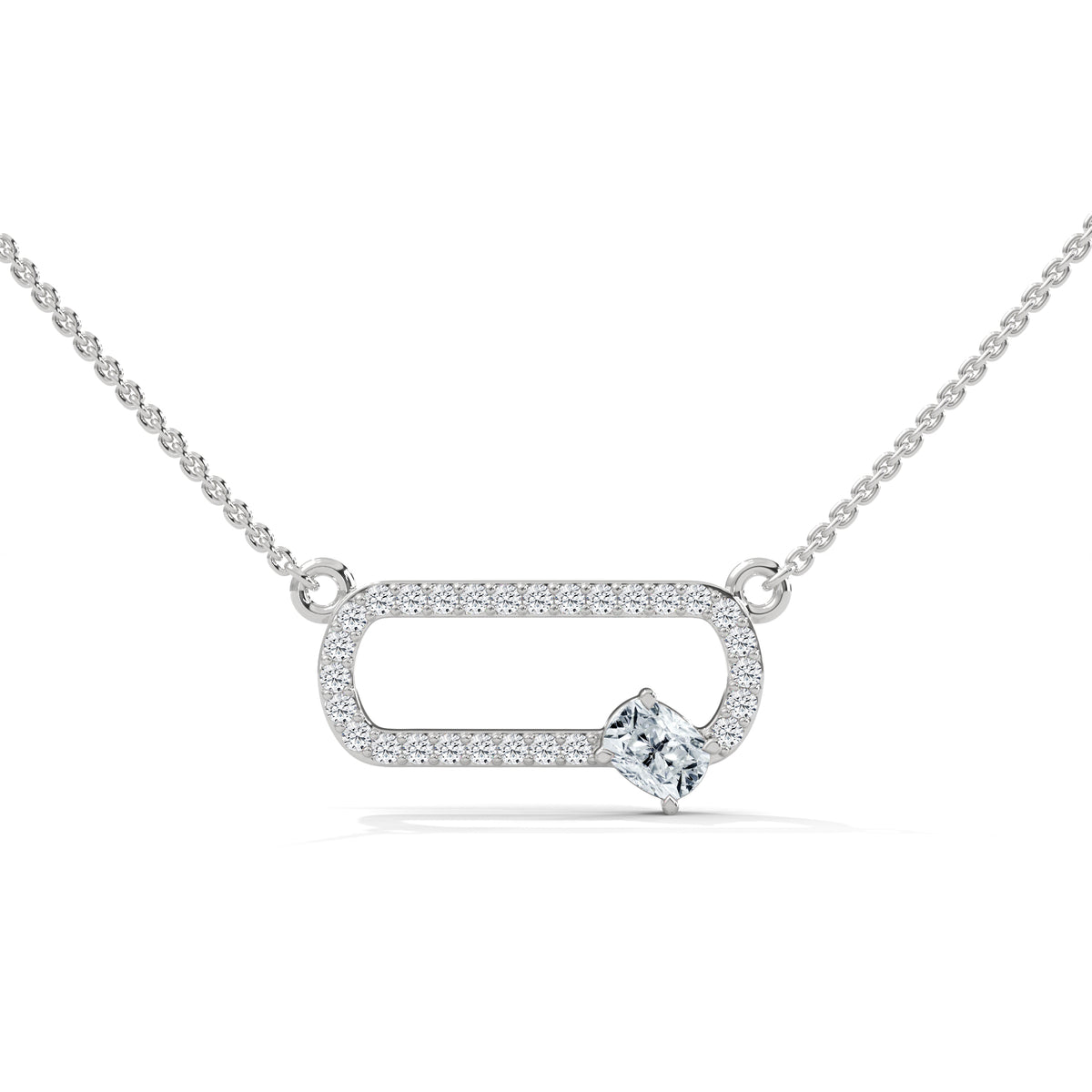 Oval Lock Solitaire Pendant