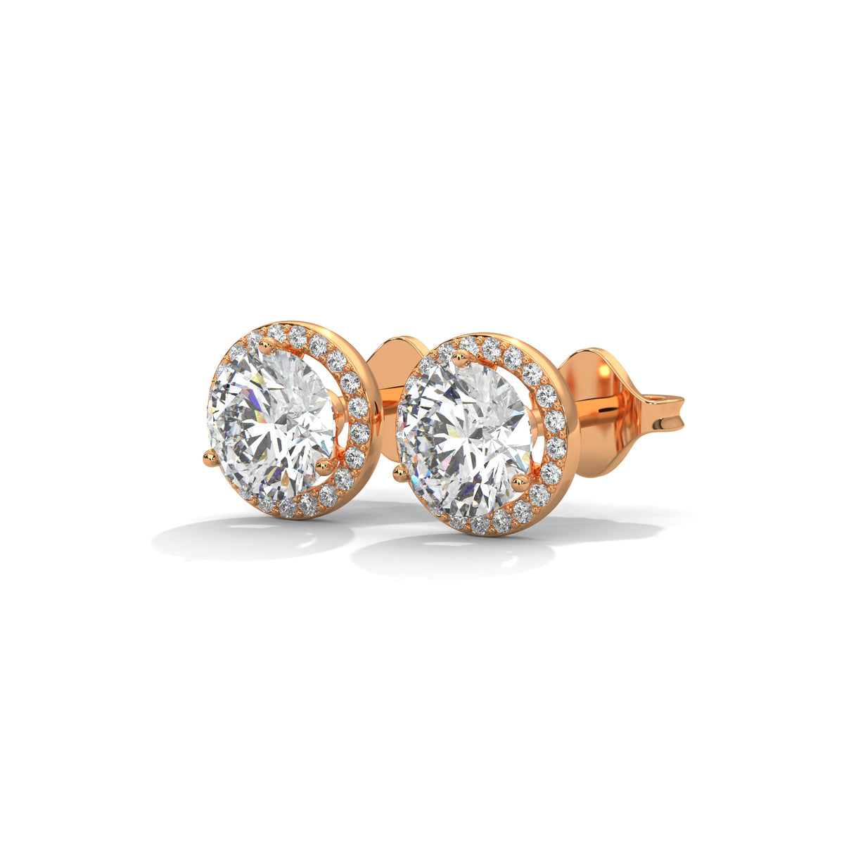 Radiant Halo Solitaire Earrings