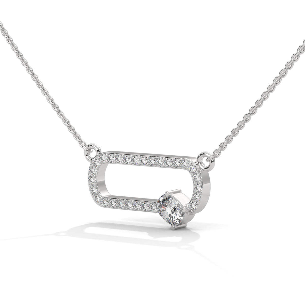 Oval Lock Solitaire Pendant
