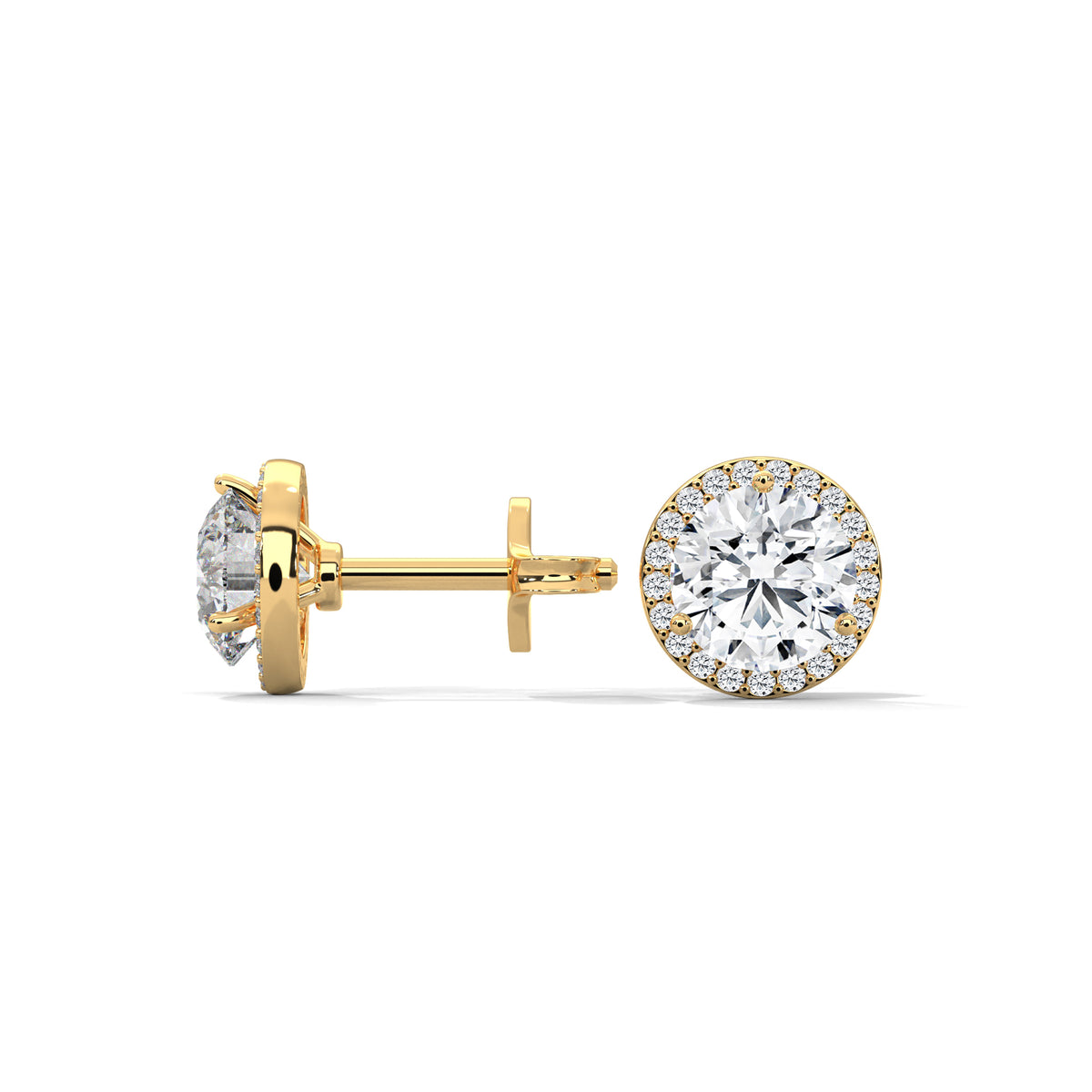 Radiant Halo Solitaire Earrings