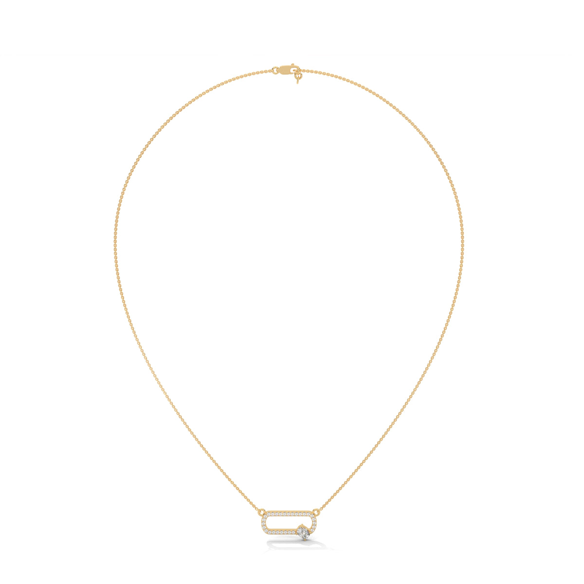 Oval Lock Solitaire Pendant