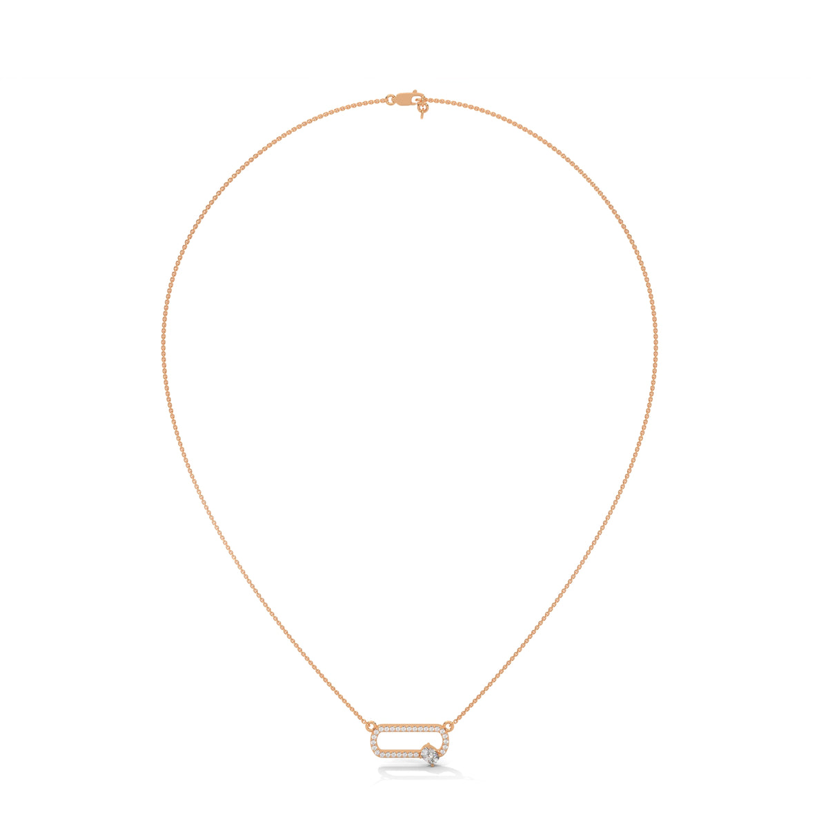 Oval Lock Solitaire Pendant
