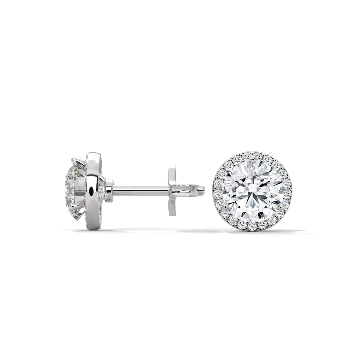 Radiant Halo Solitaire Earrings