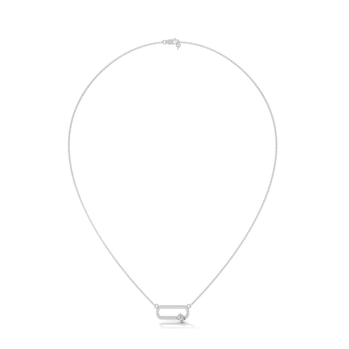 Oval Lock Solitaire Pendant