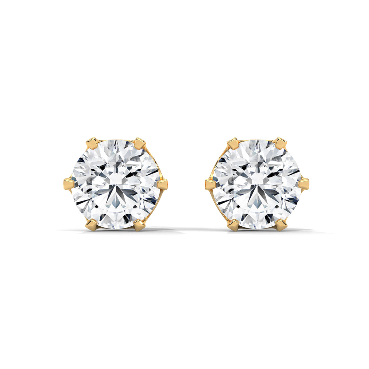 Crown Solitaire Stud Earrings