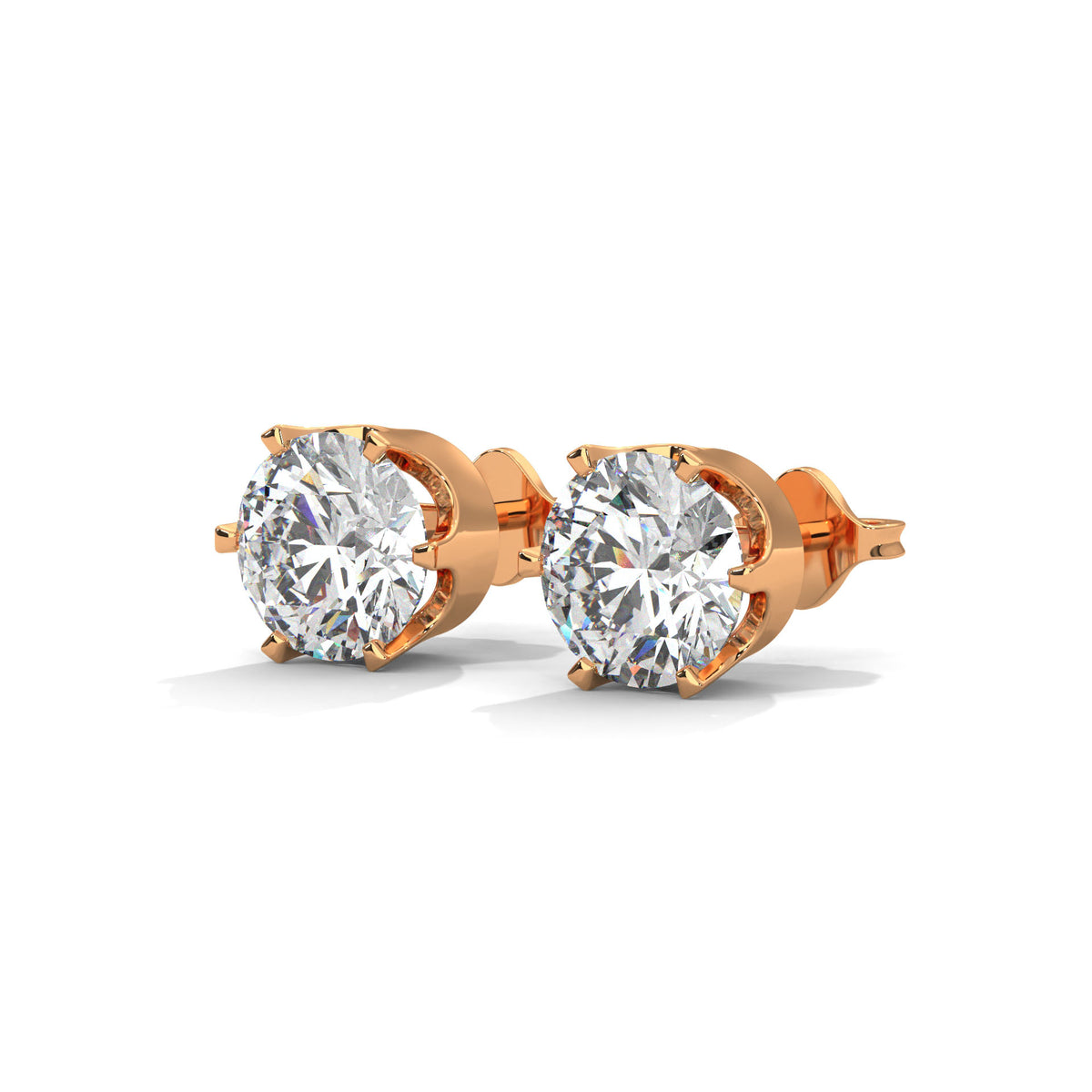 Crown Solitaire Stud Earrings
