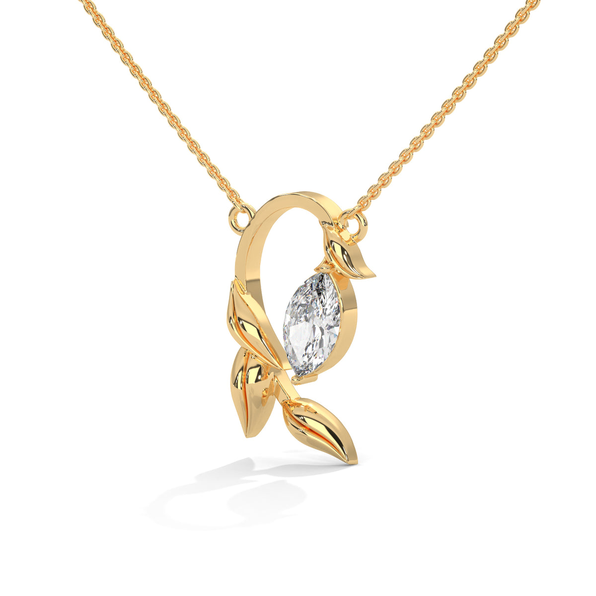 Whispering Leaves Solitaire Pendant