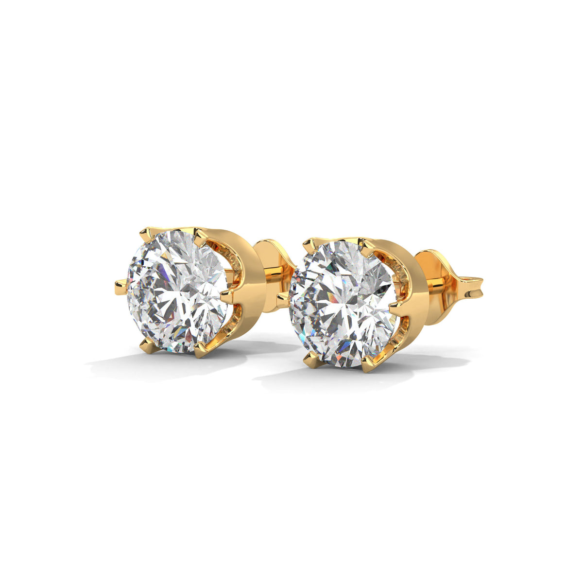 Crown Solitaire Stud Earrings