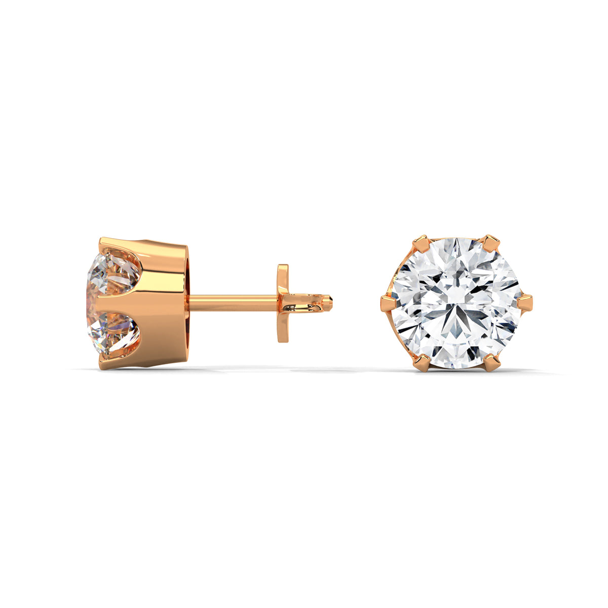 Crown Solitaire Stud Earrings