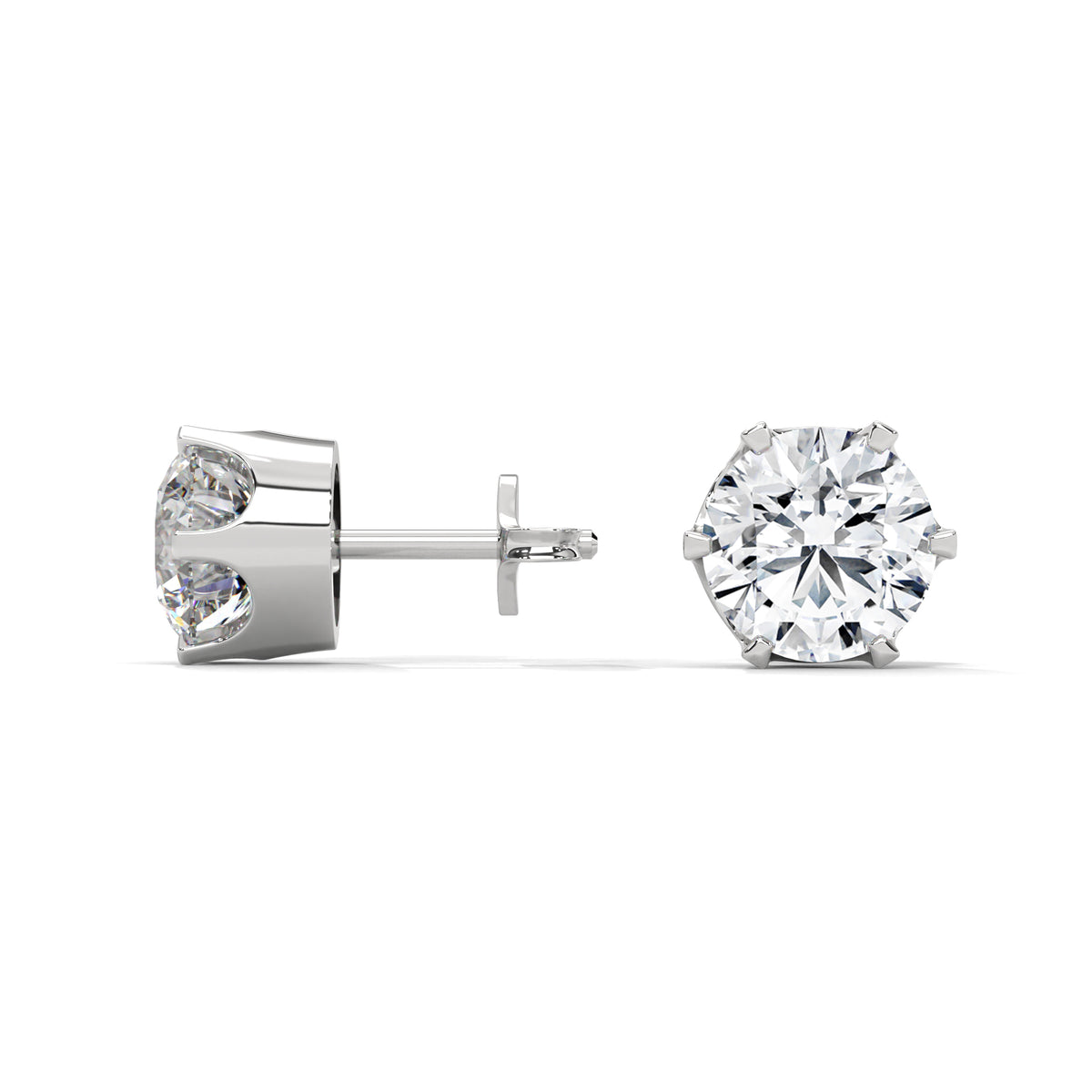 Crown Solitaire Stud Earrings