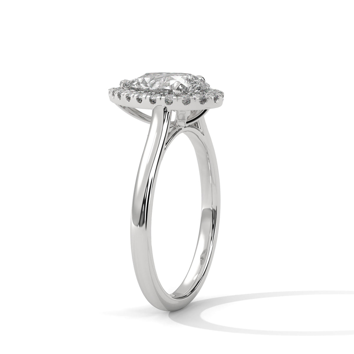 Teardrop Halo Solitaire Ring