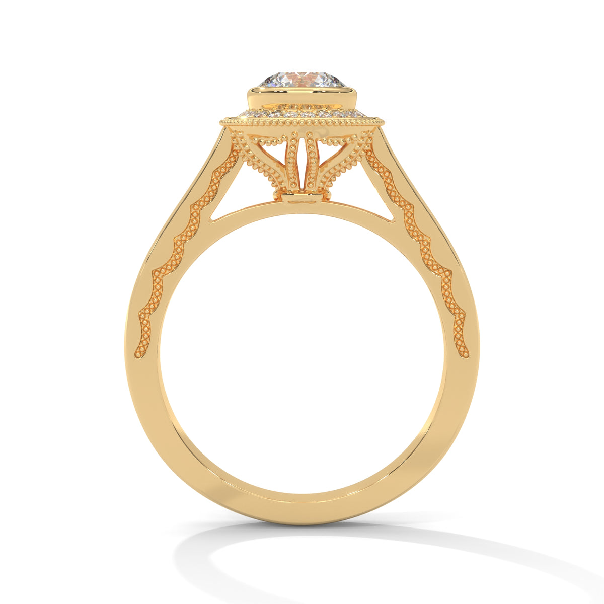Vintage Halo Milgrain Solitaire Ring